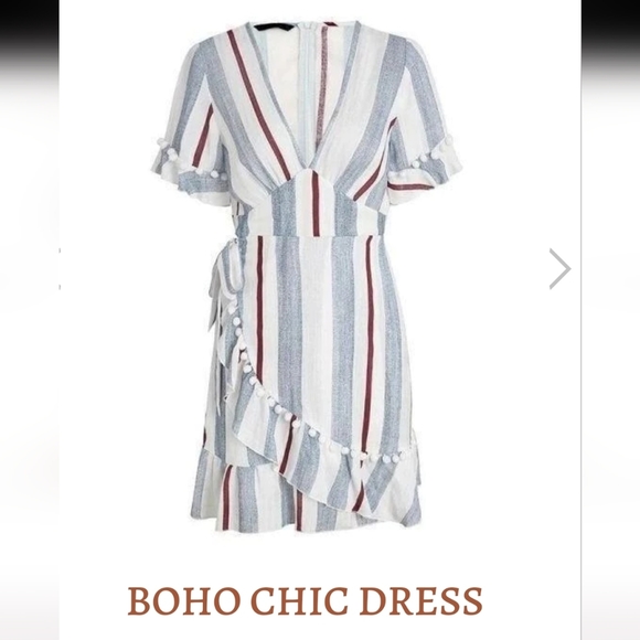 BOHO chic striped wrap dress by Simplee size large - Picture 7 of 16